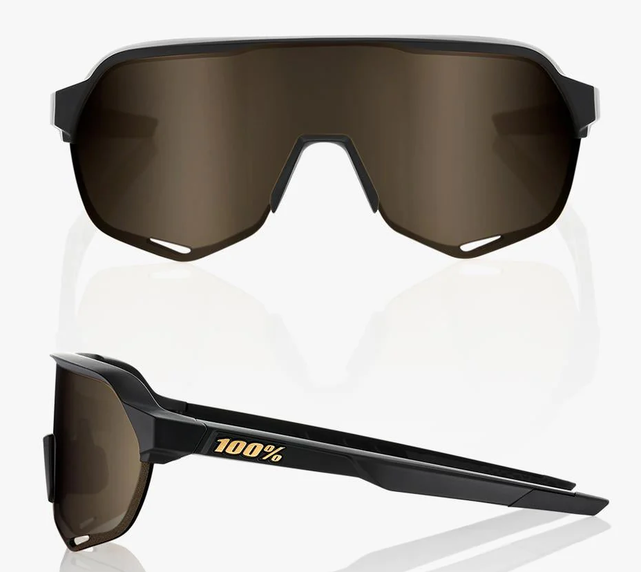 100% S2 - Matte Black - Soft Gold Mirror Lens