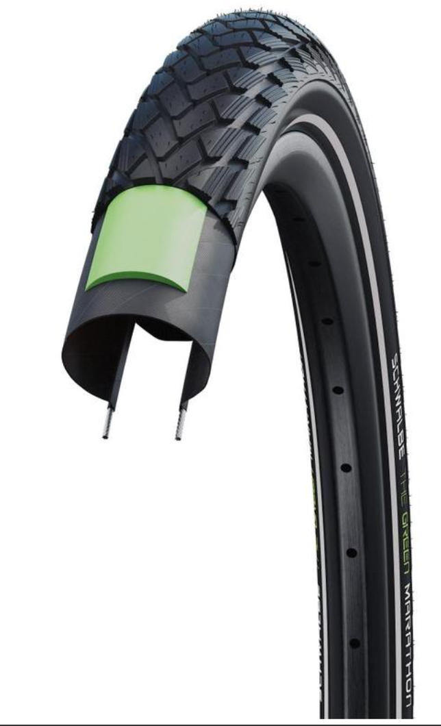 Schwalbe Green Marathon Tire 700 x 28C 28 622 Black w Reflective Strip GreenGuard Addix Eco Wire