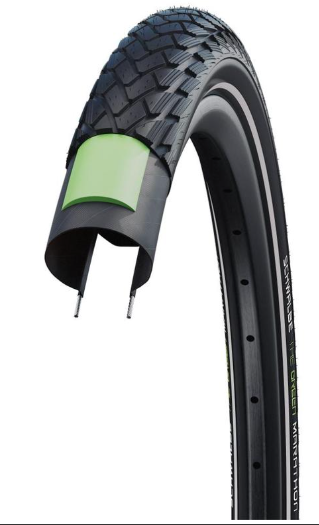 Schwalbe Green Marathon Tire, 700 x 28C (28-622), Black w/Reflective Strip, GreenGuard, Addix Eco, Wire