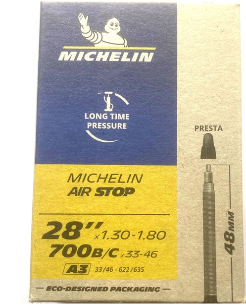 Michelin, Airstop, Tube, Presta, Length: 48mm, 700C, 33-46C