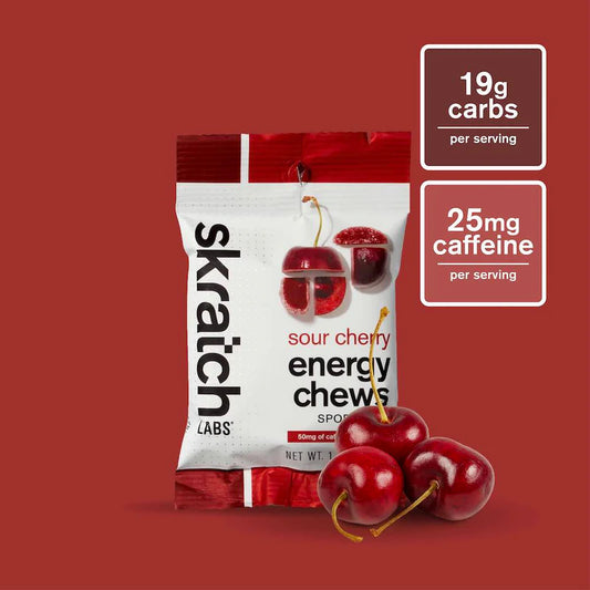 Skratch Energy Chews Sport Fuel, Sour Cherry with Caffeine, 50g