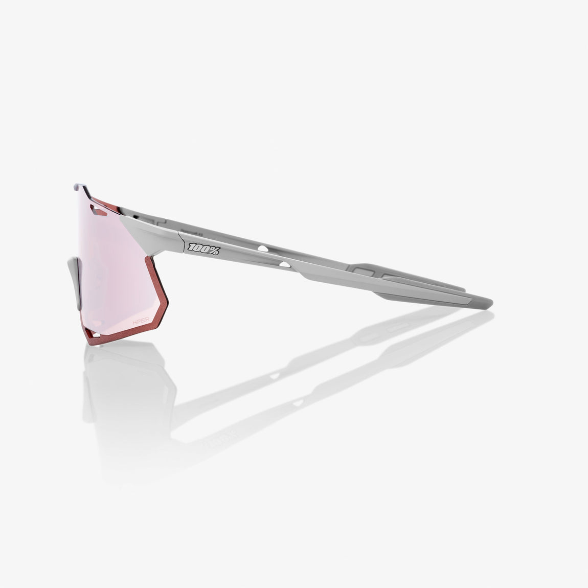 100% Hypercraft XS Sunglasses, Matte Stone Grey frame - HiPER Crimson  Silver Mirror Lens