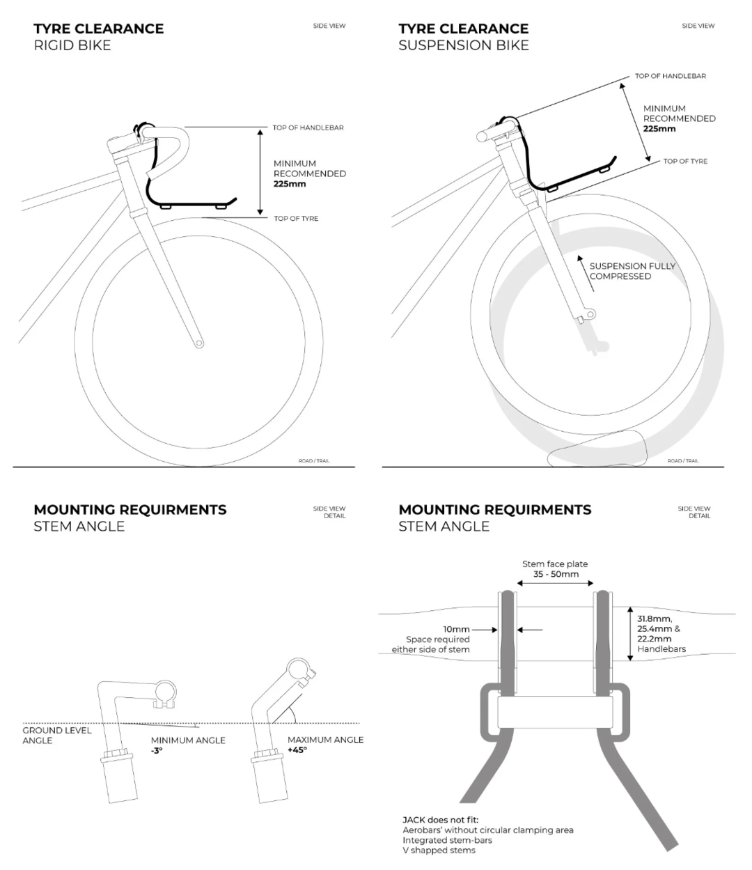 Jack the Bike Rack - Black with Yellow Bungies