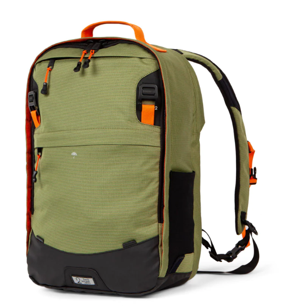 Two Wheel Gear - Pannier Backpack Convertible 2.0 - 15.6” Laptop Bag for Bike Commuting, Travel and Touring, Olive Tangerine Recycled