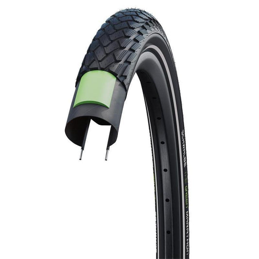 Schwalbe Marathon Tire 700 x 35C (37-622) - Black w/Reflective Strip, GreenGuard, Addix Eco, Wire
