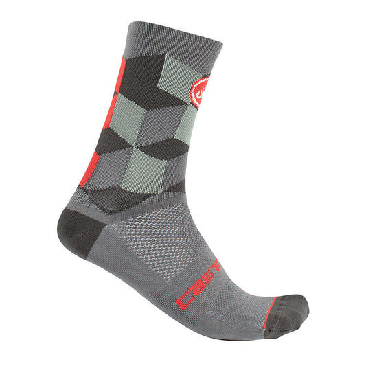 Castelli Unlimited 15 Sock -- Grey/Red S/M