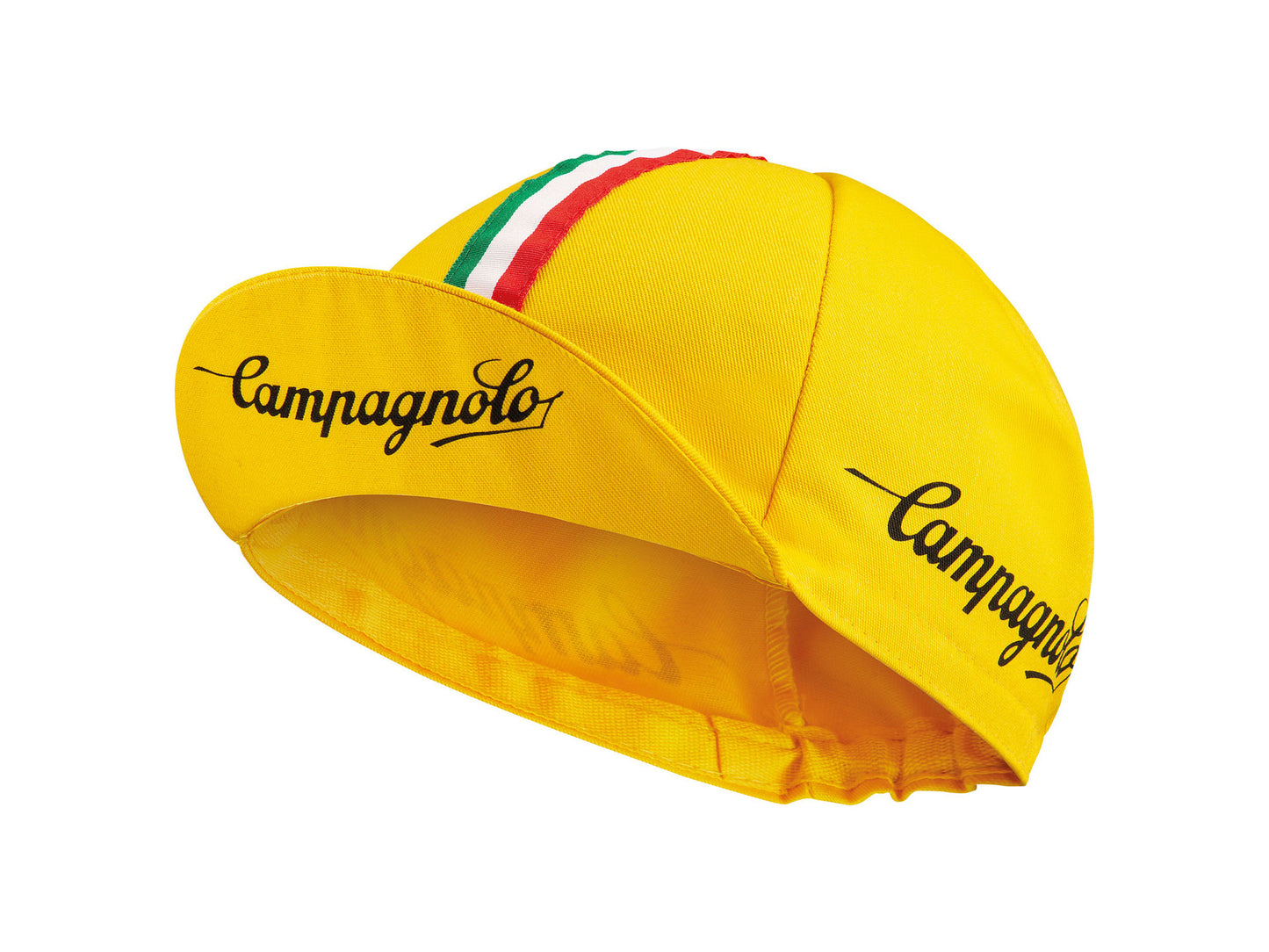 Campagnolo Classic Cycling  Cap Yellow w/Italian strips, one size